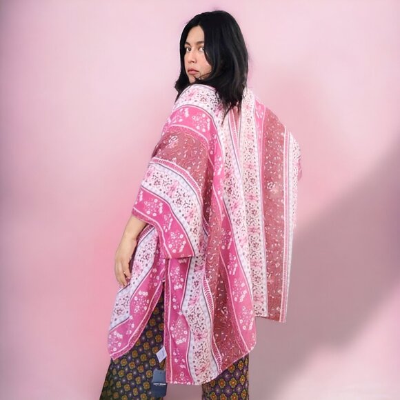 Lucky Brand NWT $88 floral boho lightweight kimono cardigan women's OS - Picture 9 of 10